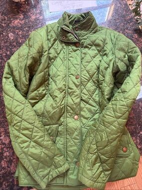 Barbour Olive Green Quilted Jacket Interior Label Detail